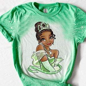Princess tshirt, kids bleached princess shirt, tiana disney princess tee, Princess and the Frog tshirt, custom bleach washed