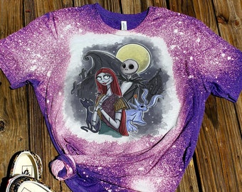 Sally Zero, Halloween Shirt, Jack Skellington Shirt, Jack und Sally Shirt, Grafik T-Shirt, Gebleichtes T-Shirt, Sublimation T-Shirt