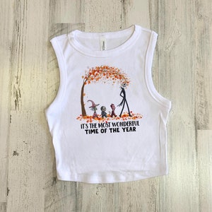 Lock Shock Halloween Crop Tank, Nightmare Jack Fall, Womens Lock Shock Barrel Top, Womens Spooky Crop, Trick or Treat Tee