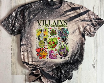 All Disney Villains Tee, Cruella Maleficent Ursula Bleached, Evil Queen Old Hag Crop Tank, Disneyworld Halloween Tshirt