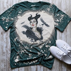 Maleficent bleached tshirt, Villian Evil Purple, Sleeping beauty tee, dark disney villian shirt, diaval shirt, wicked image 5
