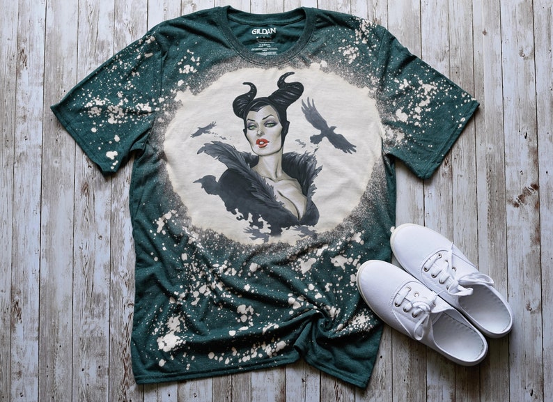 Maleficent bleached tshirt, Villian Evil Purple, Sleeping beauty tee, dark disney villian shirt, diaval shirt, wicked image 5