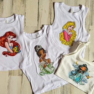 Iconic Princess Crop tank, Princess top gift, Tiana Ariel Moana Jasmine, kids princesses crop, girls disney princess crop girls, womens