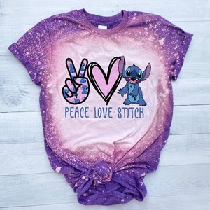 Stitch Shirt, Lilo und Stitch Shirt, Peace Love and Stitch, Disney Shirt, Grafik T-Shirt, Bleach Shirt, gebleichtes Grafik T-Shirt