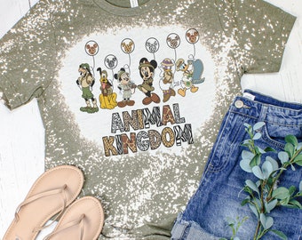 Bleached Animal Kingdom Tshirts, Safari tshirts, disneyworld animal leopard shirts, mickey minnie animal kingdom shirt