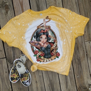 Punk Princess tshirt, bleached princess shirt, kids, black, ariel little mermaid, ariel bleach washed, bleached princess tshirt, toddler image 10