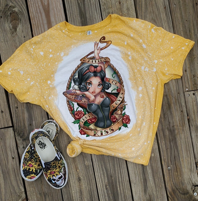 Punk Princess tshirt, bleached princess shirt, kids, black, ariel little mermaid, ariel bleach washed, bleached princess tshirt, toddler image 10