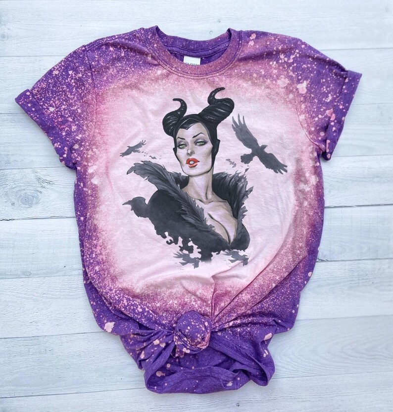 Maleficent bleached tshirt, Villian Evil Purple, Sleeping beauty tee, dark disney villian shirt, diaval shirt, wicked Purple