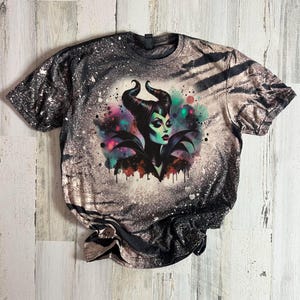 Maleficent bleached tshirt, Villian Evil Purple, Sleeping beauty tee, dark disney villian shirt, diaval shirt, wicked image 2