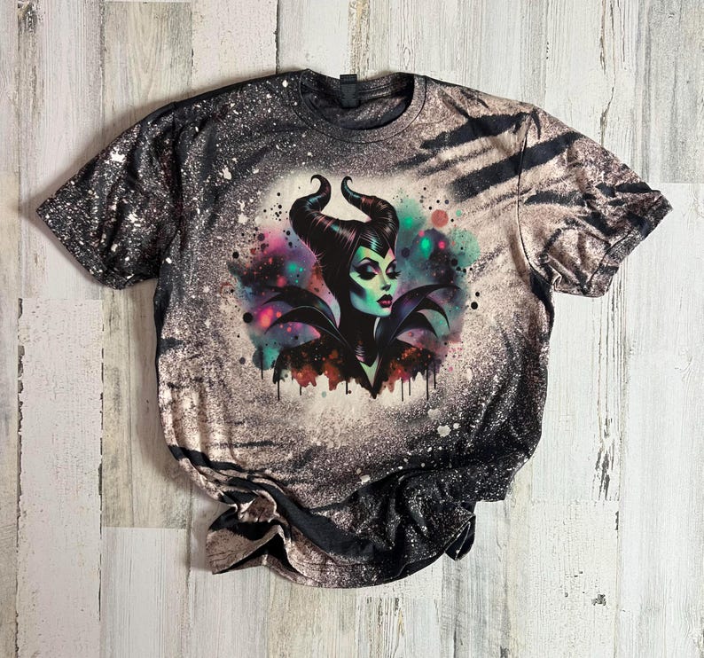 Maleficent bleached tshirt, Villian Evil Purple, Sleeping beauty tee, dark disney villian shirt, diaval shirt, wicked image 2