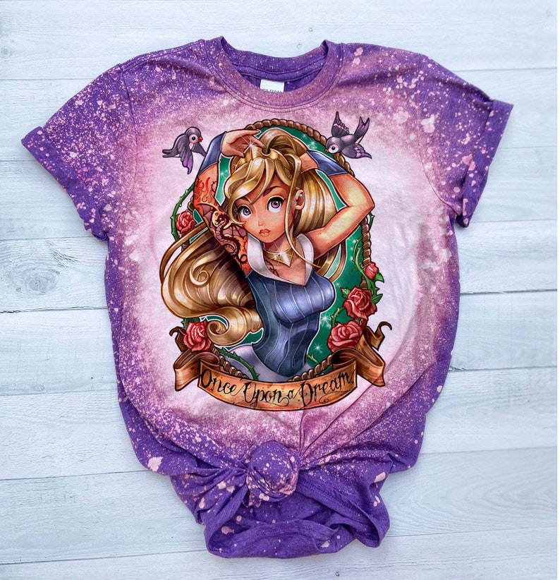 Punk Princess tshirt, bleached princess shirt, kids, black, ariel little mermaid, ariel bleach washed, bleached princess tshirt, toddler Purple