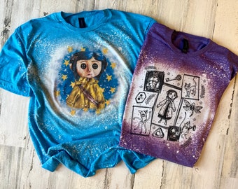 Coraline Shirt, Cora Button eyes sweatshirt, Bleached button doll, Movie Be Wise Be Brave, Coraline Jones shirt