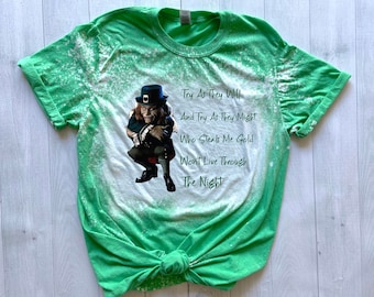 Leprechaun Shirt, Horror Shirt, St. Patrick&#39;s Day Shirt, Graphic Tee, Sublimation, Horror Movie Shirt, Bleached Shirt, Pop Culture Shirt