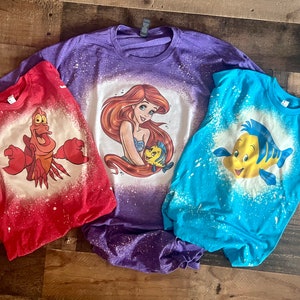 Ariel Prinzessin Tshirt, Mermaid Gebleichte Shirt, Kinder König Triton Flounder, Sebastian Bleach Tee, Geburtstag Familie, Prinzessin Tshirt Kleinkind