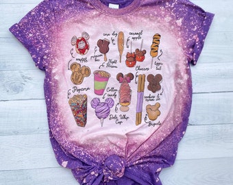 Disney Food Treats Shirt, Mickey Waffle Churo Tee, Epcot Lets Eat Bleached, Remy Food Eating Tshirt