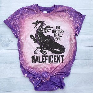 Maleficent bleached tshirt, Villian Evil Purple, Sleeping beauty tee, dark disney villian shirt, diaval shirt, wicked image 8