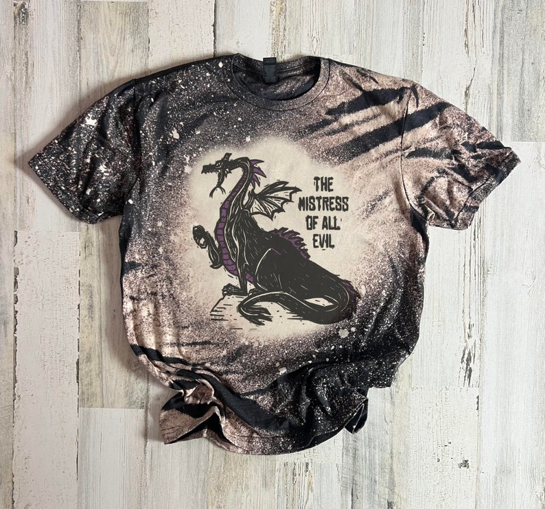 Maleficent bleached tshirt, Villian Evil Purple, Sleeping beauty tee, dark disney villian shirt, diaval shirt, wicked image 4