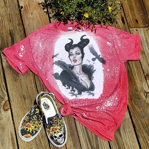 Maleficent bleached tshirt, Villian Evil Purple, Sleeping beauty tee, dark disney villian shirt, diaval shirt, wicked Red