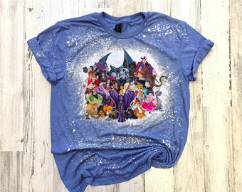 Gebleekte T-shirt Evil Villians, shirt Ursula Cruelle Evil Queen, Villian dames kinderschurk, Maleficent Mickey Villian
