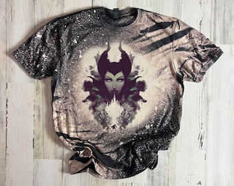 Maleficent bleached tshirt, Villian Evil Purple, Sleeping beauty tee, dark disney villian shirt, diaval shirt, wicked