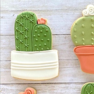 Two Cacti in a Pot with Flower Cookie Cutter 4"