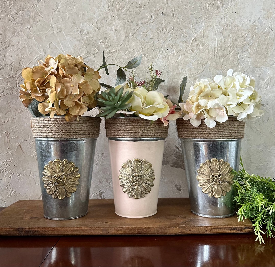 French Style Metal Flower Bucket Galvanized Bucket Galvanized Vase