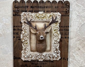 Deer Ornament/Hunting Ornament/Deer Decor/Deer Christmas Ornament/Buck Ornament/Whimsical Woodland Animal/Primitive Rustic Ornament