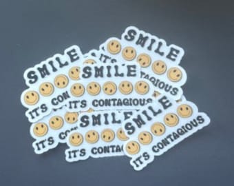 Pegatina de cara sonriente, pegatinas holográficas, pegatinas de vinilo, pegatinas de botella de agua, pegatina de hidroflasco, pegatinas impermeables, pegatina de computadora portátil, Y2K