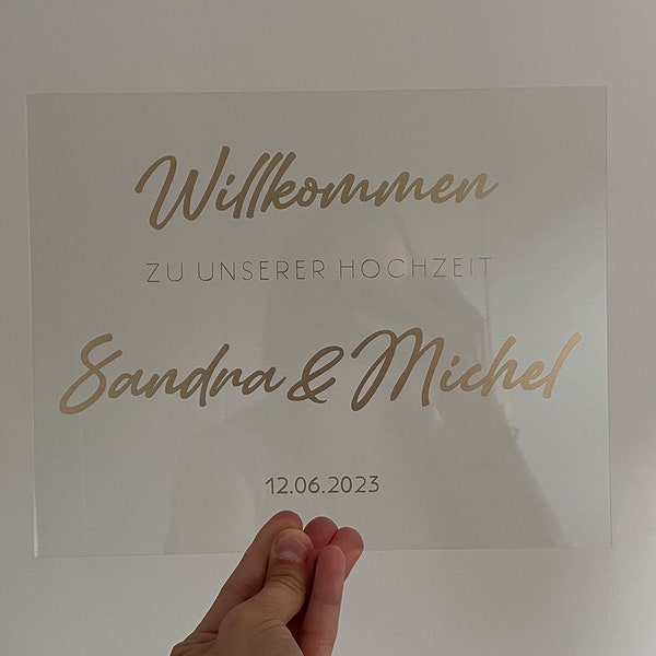 Willkommensschild Hochzeit verschiedene Größen personalisierbar