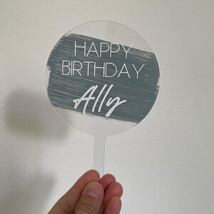 Personalisierter Cake Topper aus rundem Acrylglas Geburtstag Happy Birthday Hochzeit Geburt Babyshower Tortendekoration Kuchendekoration