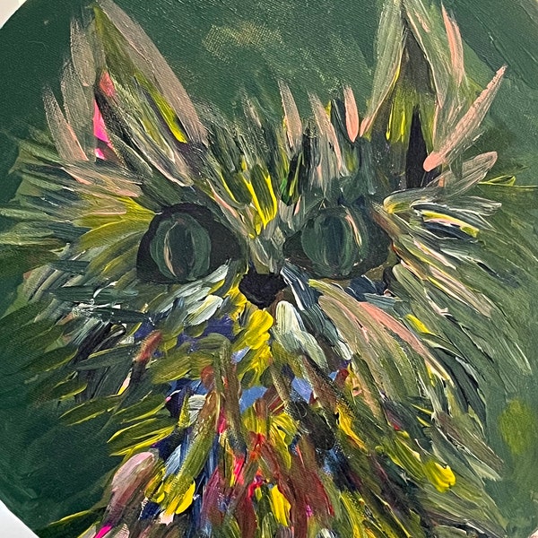 Abstract Cat Acrylic Painting