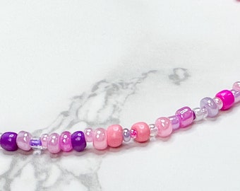 Fruit Berries Necklace | Pink, Purple, Magenta Seed Bead Necklace | Beaded Choker | Purple Necklace | Minimalist Beaded Necklace