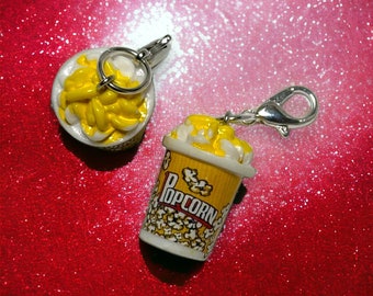 Popcorn Anhänger | 3D Anhänger | Kawaii Cabochon Miniatur Harz Acryl 1 PC Charm Anhänger - Kino