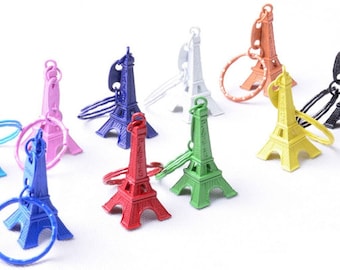 BONJOUR Glam 1 PC FUN Colorful Retro Eiffel Tower Key Ring Split Key Ring Metal Pendant Charm Paris