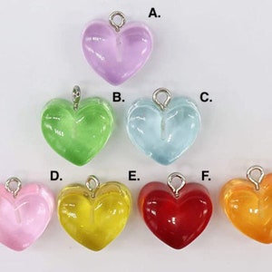 Gummy Heart Charm 1 PC Charm Heart Charm Translucent Heart Charm Rainbow Color Heart Charm Valentines Day Gift image 1