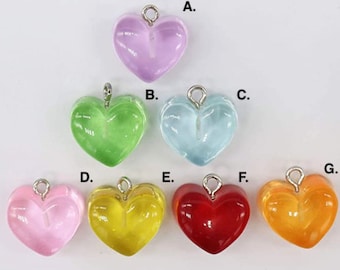Encanto del corazón gomoso / Encanto de 1 PC / Encanto del corazón / Encanto del corazón translúcido / Encanto del corazón de color arco iris / Regalo del Día de San Valentín