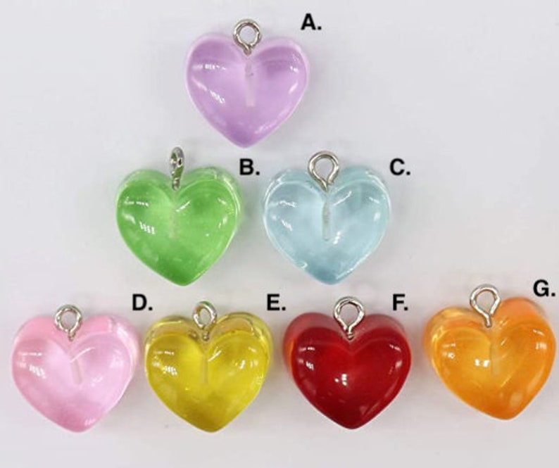 Gummy Heart Charm 1 PC Charm Heart Charm Translucent Heart Charm Rainbow Color Heart Charm Valentines Day Gift image 1