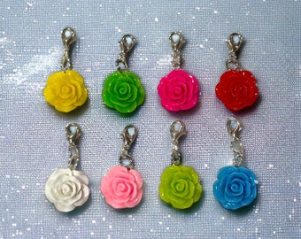 Rose Charm | Flower Charm | Floral Charm | 1 PC Acrylic Resin Pendant | Friendship Gift | Spring | Flower Power