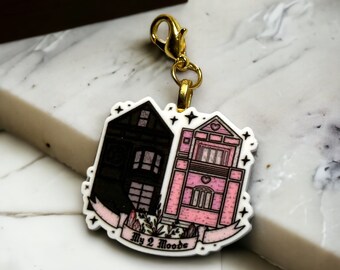 Meine 2 Stimmungen Charm | Goth Rosa | Schwarz und Rosa Häuser Planar | 1 Stück Acrylharz Anhänger Charm | Süßes Lolita