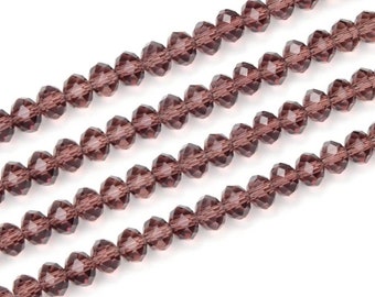 LADY TREMAINE! Burgunderrote Glaskristall-Rondelle-Perlen, 8 mm Halskette! Patriotische Halskette | Kastanienbrauner Schmuck