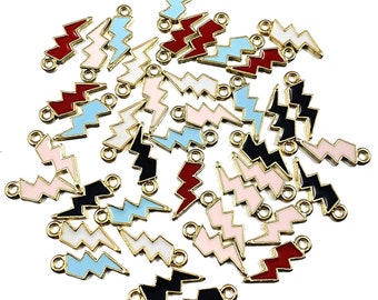 BRIGHT COLORFUL Enamel Flash Lightning 1 PC Charm Jewelry Accessories Pendants