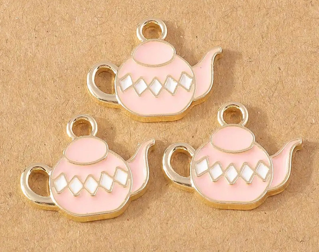 Teapot Charm Pink Teapot Charm Tea Party Charm Resin Etsy