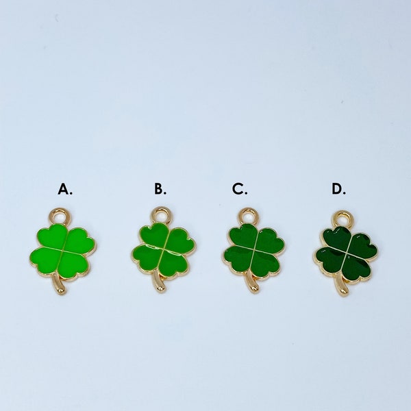 Four Leaf Clover Shamrock Green Lime Green Charm 1 PC Pendant Cabochon Irish! St. Patrick's Day - Good Luck Charm