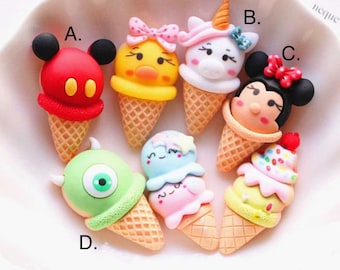 Resin Ice Cream Cone Cartoon Characters 1 PC Enamel Metal Charm Movie Pendant 29x13MM