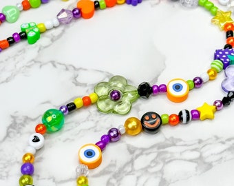 Halloween Mismatched Halskette | Y2K Halskette | Trendige Halskette | Gen Z Halskette | Neon Halskette | Minimalistische Halskette | Personalisiertes Geschenk
