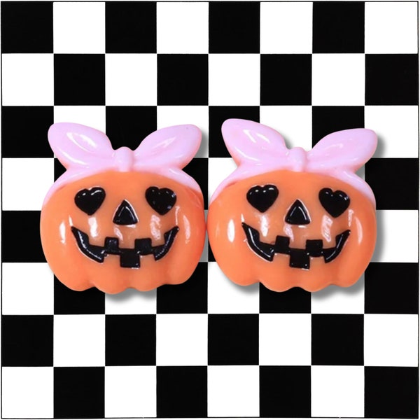 Pumpkin Charm | 3D Charm | Kawaii Cabochon Miniature Resin Acrylic 1 PC Charm Pendant - Pink Orange Halloween