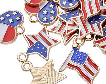 United States Flag - Heart - Star | Fourth of July | Independence Day! 1 PC Charm Pendant - God Bless America!