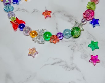 Collar iridiscente multicolor Y2K no coincidente / Aurora Boreal / Gargantilla con cuentas / Collar arco iris / Ideas de regalo