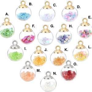 Shaker Globe Charms Stars Confetti Hearts Rainbow Crystals Resin Enamel Jewelry Pendant