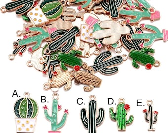 Cactus Charm | Western Pendant | Floral Charm | Flower Cactus Charm | Flower Charm | Desert Charm | 1 PC Enamel Charm!